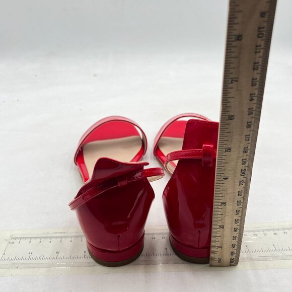 YDN Red Block Low Heel Sandals Open Toe Ankle Strap Patent Comfortable Shoes - Picture 5 of 8